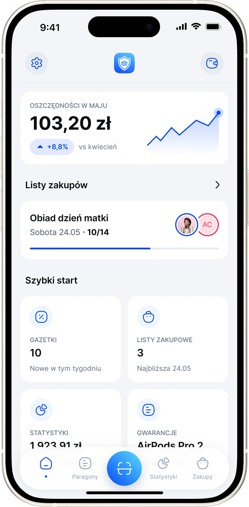 Ekran aplikacji Mistrz Kupowania